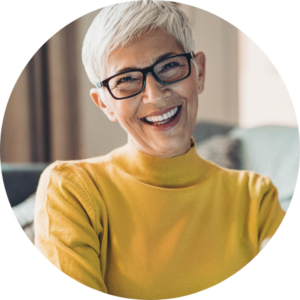 Woman with glasses smiling